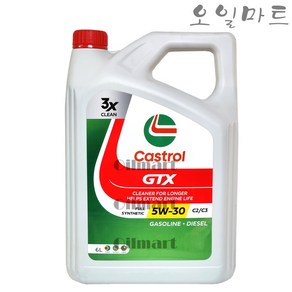 오일마트 캐스트롤 GTX SP C2 5W30 6리터 가솔린 디젤 합성엔진오일 DPF, 1개