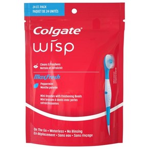 콜게이트 맥스 프레시 위스프 일회용 미니 여행용 칫솔 페퍼민트 24캔(4팩) Colgate, 24 Count (Pack of 1), 4개