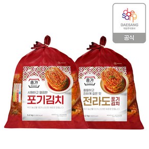 종가 종가집 중부식 포기김치5.2kg + 전라도식 포기김치5.2kg, 2개, 5.2kg