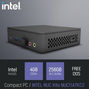 INTEL NUC Kits NUC11ATKC2, RAM 4GB+NVMe 256GB, 블랙, Fee DOS, 256GB