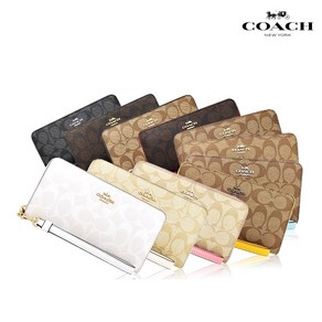 코치 롱 지퍼 라운드 장지갑 시그니처 4452 Long Zip Around Wallet Signature Canvas