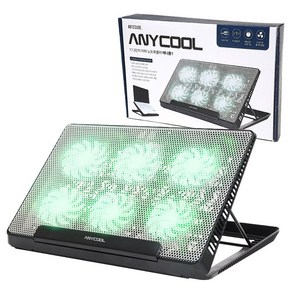 모가비 ANYCOOL 1 6펜 프리미엄 노트북 쿨러 받침대 AC-001, 블랙, 1개