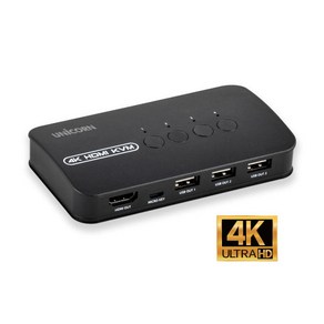 유니콘 4K 2포트 HDMI KVM스위치 모니터 키보드마우스 USB공유 HDMI케이블포함 KVM-200HV, 1개