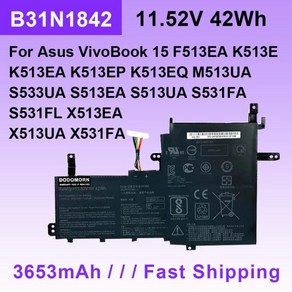 ASUS VivoBook 15 용 노트북 배터리 B31N1842 F513EA K513E K513EA M513IA S513EA S531FA S531FL S533UA X513EQ X5, 0 CHINA