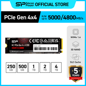 실리콘파워 Silicon Powe UD90 NVMe M.2 PCIe Gen 4x4 SSD, 1TB