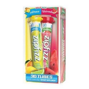 Zipfizz 비타민 에너지 하이드레이션 드링크 믹스 스플릿 박스 시트러스 및 수박 맛 30개 각 15개, 330g, 1개