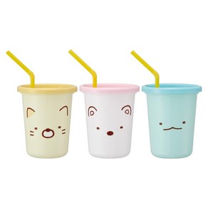 스케이터 캐릭터 빨대컵 3P 세트, 320ml, 1세트, 스밋코구라시