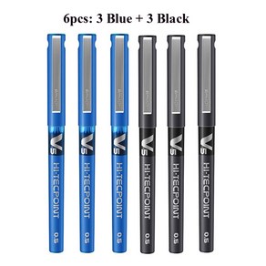 파일럿 V5 Hi-Tecpoint 액체 잉크 롤러 볼 펜 0.5mm 팁 0.3mm 라인 블루 12 색 리필 볼펜 젤, [05] 6pcs Mix Colos