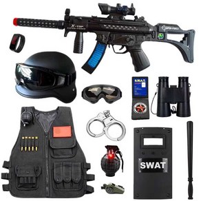 어린이 특공대 세트 코스튬 미니특공대 코스프레놀이 어린이 SWAT, 전술 장비 12개 10-14세, 1개