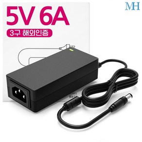 명호전자 5V6A 아답터 3구 해외 인증용 미국 유럽 일본 UL PSE CE 5V 6A 어댑터, 5V6A아답터-3구접지(해외인증), 1개