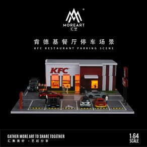 MoreArt 1:64 KFC 패스트푸트 디오라마 (피규어 3명 포함)