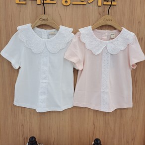 [치크]논현점@@@23년 여름 신상품@@@원피스에 코디하기 좋은 카라 티셔츠 레이스 카라 단정 여름 반팔 티셔츠CKRA2343G