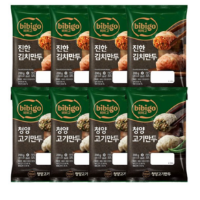 CJ 비비고 청양 고기만두 + 진한 김치만두, 200g, 4세트