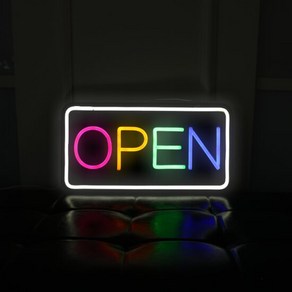 21세기트랜드 네로 LED 컬러 OPEN 네온사인 아크릴 간판, 블랙