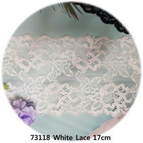 dklace 스판레이스 DK-8-73118-Rayon 폭 17cm 자가드 / 90cm (1yd) 단위 판매, White, 1개