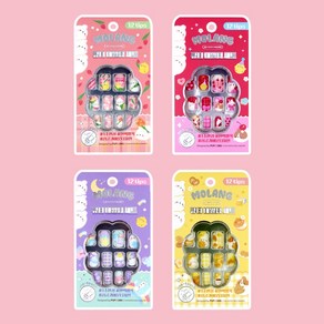 몰랑 큐티 네일팁세트 (12pcs) / 어린이네일팁 초등학생네일팁 어린이네일아트 초등네일아트 손에붙이는손톱 초등학생네일아트 손톱꾸미기, 1개, 옐로우