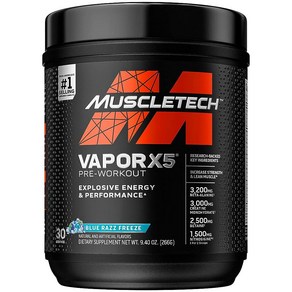 운동 전 파우더  MuscleTech Vapo X5 남성 및 여성용 에너지 드링크 믹스 스포츠 영양 제품 블루 라즈베리30회분-패키지는 다양합니다 291119, 266g, 5개