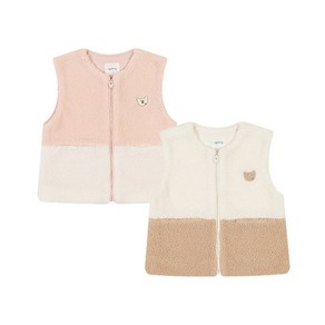 아가방 중계점 콜드 배색 퍼조끼 2Color (IVORY PINK) 23년 FW겨울신상 심플한 투톤 배색 디자인 뽀글이 조끼 베스트