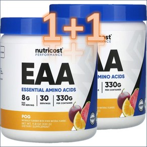 [1+1] 뉴트리코스트 EAA BCAA 함유 필수 아미노산 330g 패션프루트 오렌지 구아바 / 해외직구 미국정품, 2개