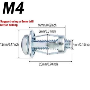 M4 Jack Nuts Scew Petal Shape Rivet Expansion Plugs Clamp License Fixing Bolt, 4개