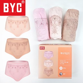 BYC 면100% 레이스 부인용 맥시 엄마 팬티 3P