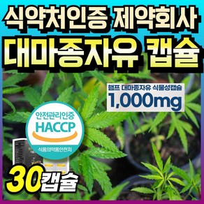 고함량 대마종자유 1000mg 순수 60대 먹는 햄프시드 프리미엄 황금 헴프시드 대마씨 냉압착 저온추출 종자유 오일 헴프씨드 hempseed 햄프씨드유 대마씨종자유 캐나다산 식약청, 1박스, 30회분