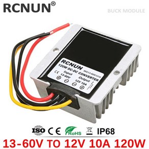 RCNUN 스텝 다운 DC 컨버터 전압 조정기 벅 자동차 트럭 보트 전원 공급 장치 24V 36V 5A 10A 60V-12V, 72V(50-90V)_12V 10A