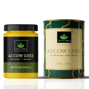 인도정품 르오가닉스 A2 카우 기(Ghee) 버터 100 ml 5단계 정제 과정 Malai Madu 소 - 순수 방목소, 1개, 100ml