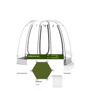 투명텐트 포장마차천막 우레탄창 투명천막 쉘터 6각 원터치 바람막이, 상세페이지 참고, 1 중형 텐트 매트 3m