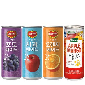 마셔몰 델몬트 스퀴즈3종 240ml 사과(10개)+ 오렌지(10개) +포도(10개)+ 애플망고 240ml(30개) 총60개, 1세트