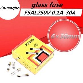 1 상자 100개 세트 6x30MM 유리관 퓨즈 F5AL250V 0.1A 0.2A 0.25A 0.3A 0.5A 0.63A 0.75A 0.8A 1A 2A 3A 3.15A 퀵 블로우, [03] 0.2A, 1개