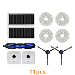 호환 Ecovacs Debot N30 전문 로봇 청소기 메인 브러시 + 사이드 브러시 + 대걸레 천 + 필터 + 집진 봉투 부품, 11개, N30po