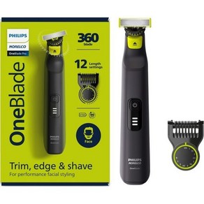 Philips Noelco 필립스 OneBlade 360 Po 하이브리드 전기 면도기 및 트리머 QP653170 블랙, 1개