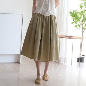 데일리앤 마랑트 여성용 바스락 A라인 절개 밴딩 포켓 주름 플레어 롱 스커트