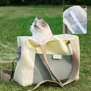 강아지&고양이 외출 크로스백 가방 휴대용 대용량 백팩 숄더백, 1개, 베이지
