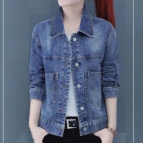 COBOTOR 여자 청자켓 빅사이즈 봄 가을 슬림핏 데님 자켓 자수 상의 women denim jacket JX0952