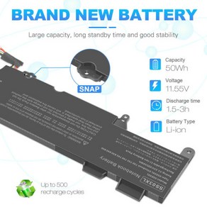 배터리+충전기 Fo HP 엘리트북 840 G5 G6 730 735 740 745 830 SS03XL 933321-855, 11.55V-50Wh_only battey, 1개