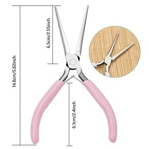 휴대용 핑크 금속 미니 대각선 펜치 세트 둥근 구부러진 바늘 코 커터 DIY 쥬얼리 제작용 수공예 구슬 장, 03 E, 1개