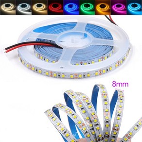 5미터 SMD 2835 LED 스트립 라이트 DC 12V 120LED/미터 테이프 플렉시블 LED 조명 인테리어용 8MM