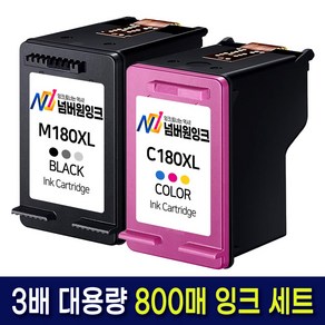 삼성 INK-M180 INK-C180 XL 3배용량 세트 SL-J1660 SL-J1663 SL-J1665 SL-J1770FW 호환잉크, 1세트