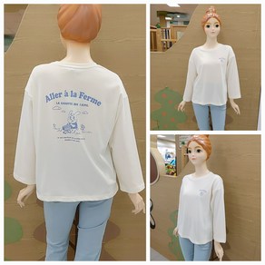 [소이주니어]논현점 23년여름신상 ** 시원한소재 여름용 긴팔 ** 팔길이 9부 토끼와당근 티 **마네킹 키 155 11호 착용