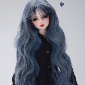 돌모아 구체관절인형 7-8인치 로맨틱 롱 웨이브 딥블루 가발 (7-8) Velladia Wig (D Blue)