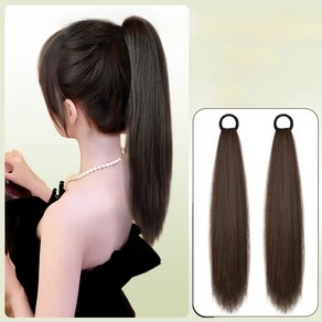 상덕 포니테일가발 생머리 머리끈 가발 (똥머리가능) 50CM, 2개, 라이트브라운