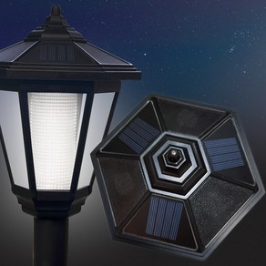 태광조명 태양광 육각등 프로 태양열 정원등 야외 잔디 조명, 말뚝 흰빛