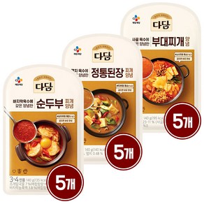 다담 찌개양념 베스트(순두부5/정통된장5/부대찌개5), 1세트, 140g