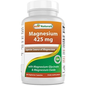 Best Natuals Magnesium 425 mg 180 Veggie Capsules - High Absoption Magnesium Glycinate & Magnesiu, 180개(1팩), 180정, 1개