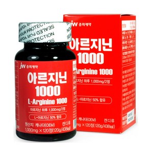 JW 중외제약 아르기닌 L ARHININE 1000 이눌린 포도당 120정 2개월분, 1개