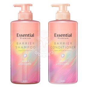 Essential 에센셜 프리미엄 수분 베리어 샴푸 컨디셔너 실키&스무스 보틀세트 450ml, 1개