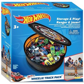 Hot Wheels Taa Toy: ZipBin Wheelie 트랙 팩 - 경마장 매트에 지퍼를 열고 장난감 자동차 100대 보관 보관 및 놀이 원형 타이어 디자인 만 3, Hot Wheels Taa Toy: ZipBin Wh