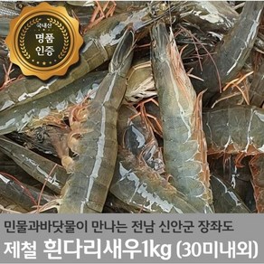 국내산 흰다리새우 1kg(30미내외) 제철 세척 신안군 활새우